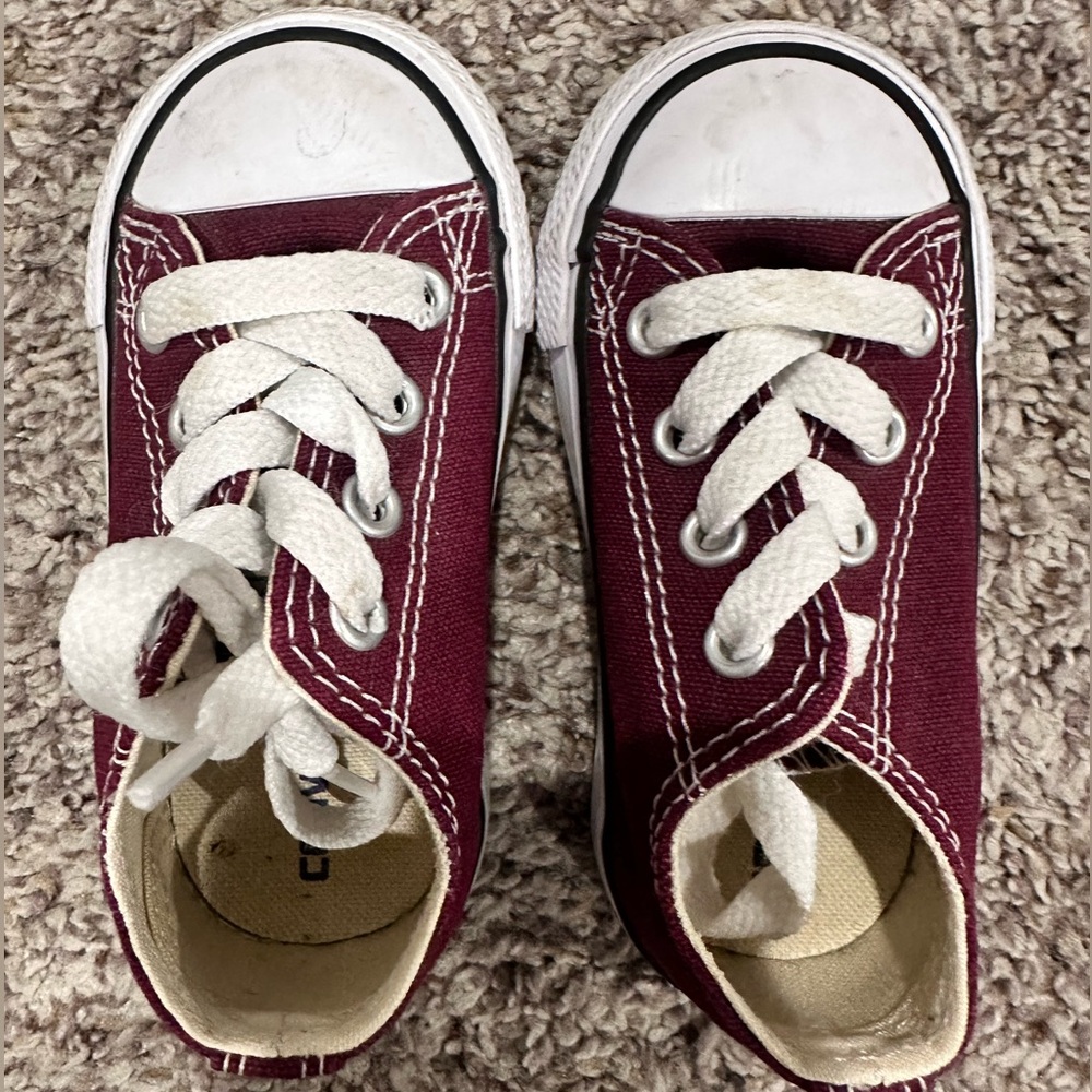 Converse - infant shoes -Burgundy Canvas Sneakers with White Laces